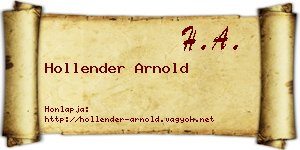 Hollender Arnold névjegykártya